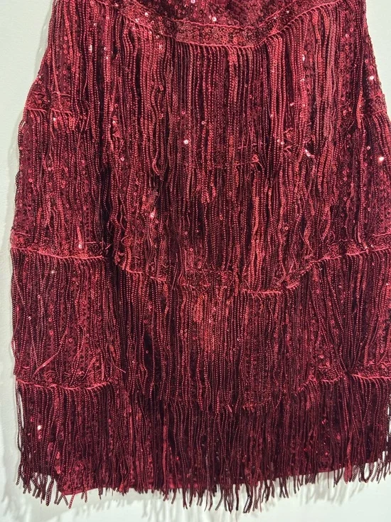 New Women's Sexy halter Sleeveless Bead Fringe Sequin Exposed Navel Dress (XL) - Picture 10 of 16